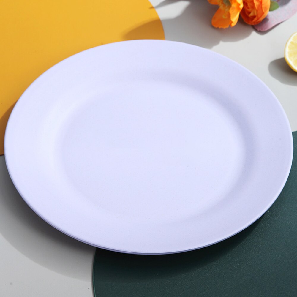 25cm Dinner Plate Wheat Straw Plates Unbreakable Lightweight Dinner Plates Reusable Sturdy Dinnerware Set for Home Kitchen: Purple