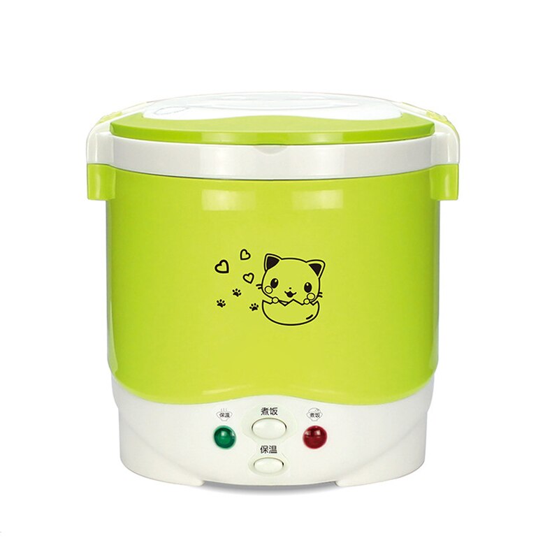 DMWD 1L Mini Panelas de Arroz Elétricas 12 v/24 v Para O Carro Do Caminhão de Alimentos Steming/Ebulição/Cozinha sopa Pote Preservação Do Calor 1-2 Pessoas eletrodomestico: Green / 24V
