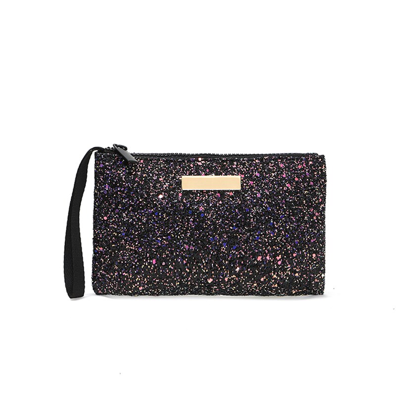 reflective geometric cosmetic bag for women: glitter clutch