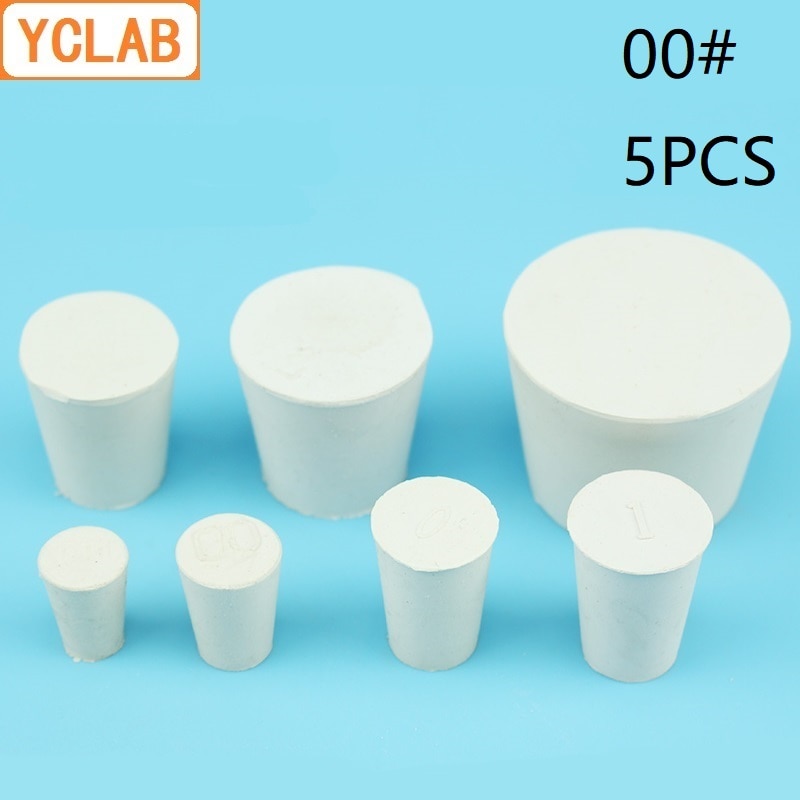 YCLAB 5 PCS 00 # Rubber Stopper Wit voor Glazen Kolf Bovenste Diameter 15mm * Lagere Diameter 11mm laboratorium Chemie Apparatuur