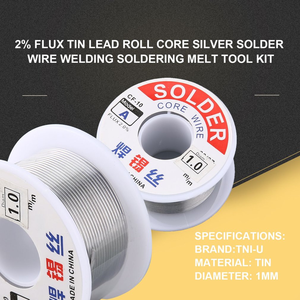 1.0/1.2mm 2% Flux Tin Lead Rosin Roll Core Silver Solder Wire Welding Soldering Repairing Tool Reel Melt Kit Electric Melting