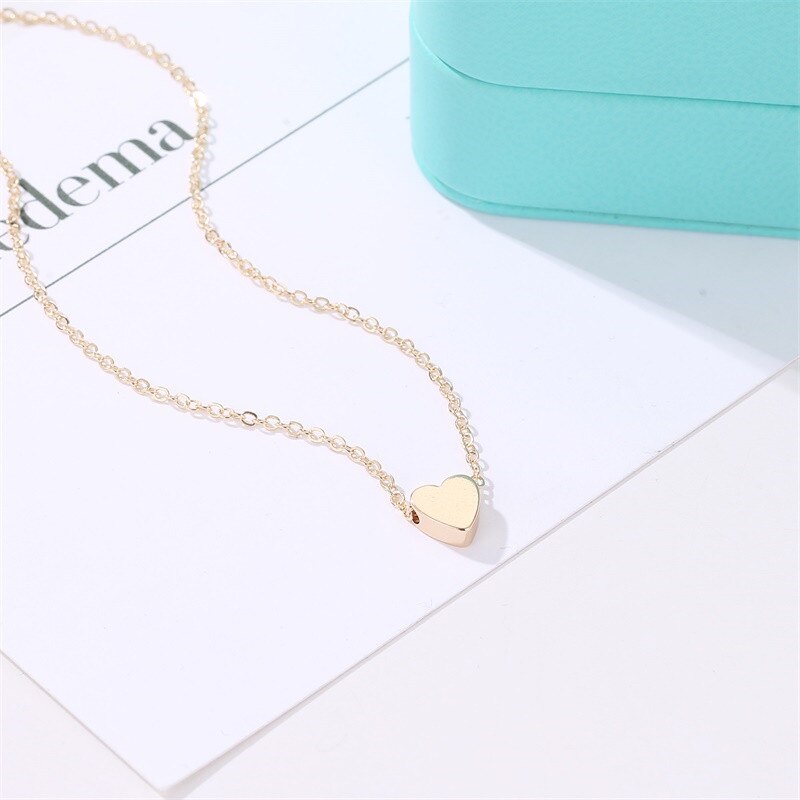 Trendy Heart Clavicle Pendant Necklace For Women Female Gold Chain Necklaces Ladies Heart-Shaped Jewelry: KC Gold