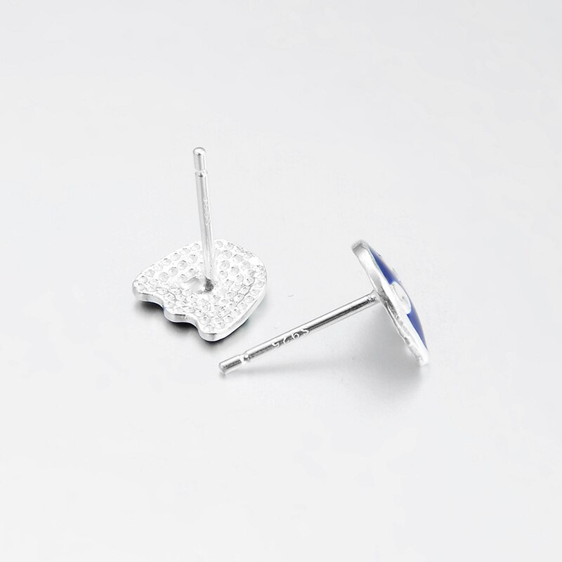 Authentieke 925 Sterling Silver Deep Blue Oorbel Zoals Halloween Ghost Shape Enamel Stud Oorbellen Fine Partij Sieraden Vrouwen