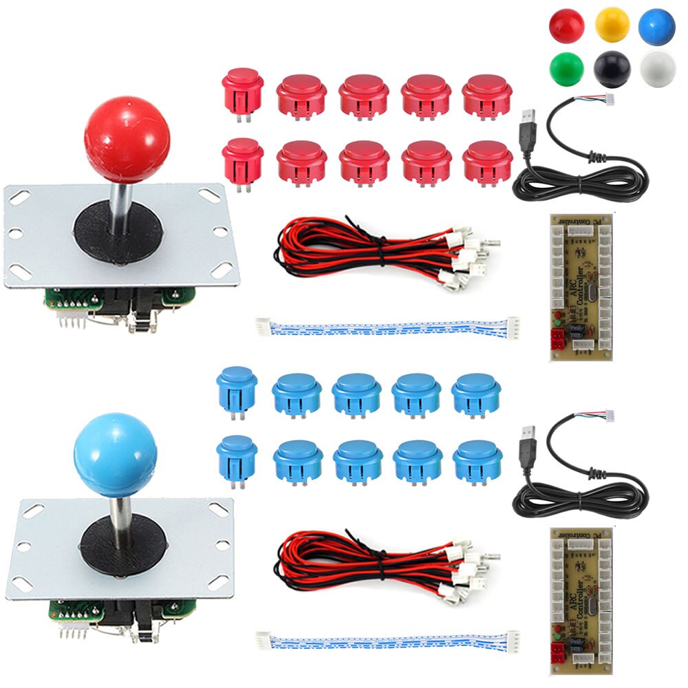 RAC-D200 DIY drążek arkadowy 5Pin 2 zestawy graczy przyciski kable enkodera USB