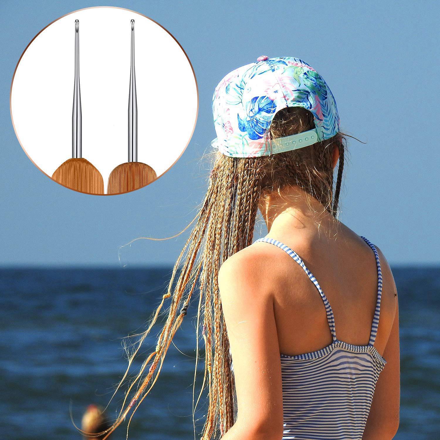 9 Pieces Bent Latch Hook Crochet Needle Set Latch Hook Dreadlocks Tool Crochet Needle Hair Locking Tool for Braid Hair Carpet