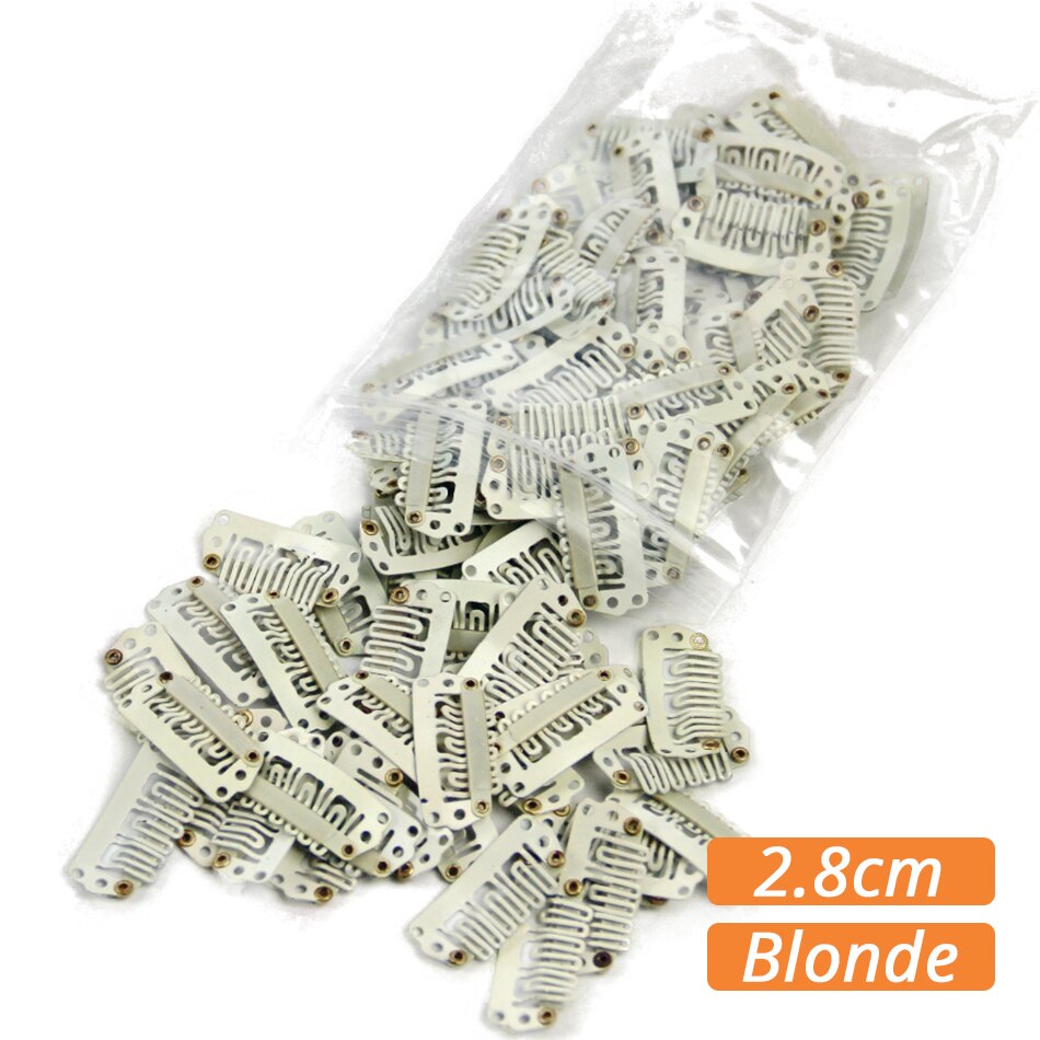 50 stk hårforlængelse snap clips 28mm sort brun blond hår tilbehør til hår skud paryk værktøjer: Blond