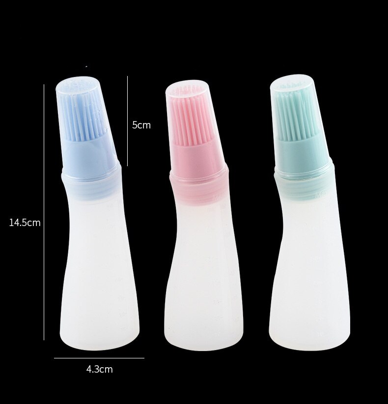 Szczotka robić olejowania grilla dozownik oleju z pędzelkiem odporna na wysokie temperatury silikonowy pojemnik na przyprawy szczotka pieczenie w kuchni gadżety X: niebieski długo dress