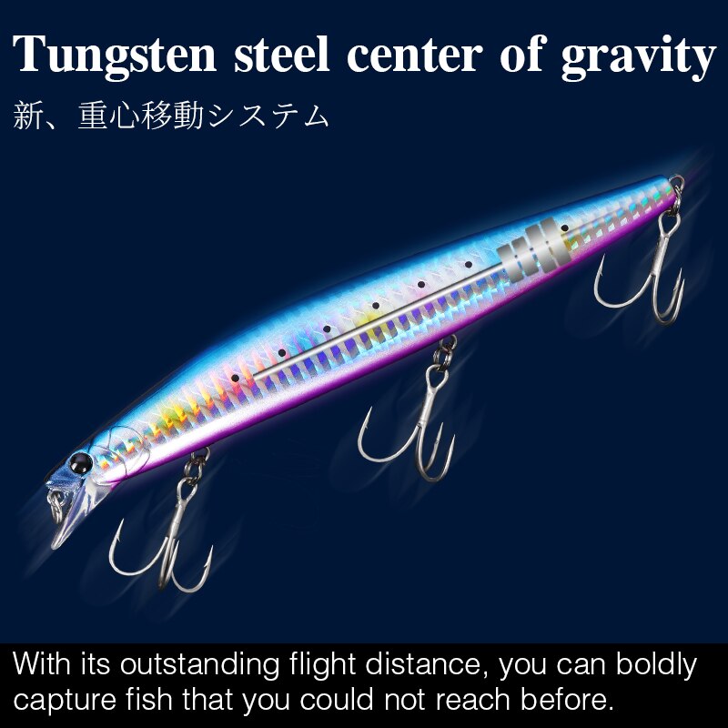 TSURINOYA 140S Sinking Minnow 140mm 26g Ultra Long Casting Fishing Lure STINGER Seabass Tuna Sea Inshore Fishing Hard Bait Model