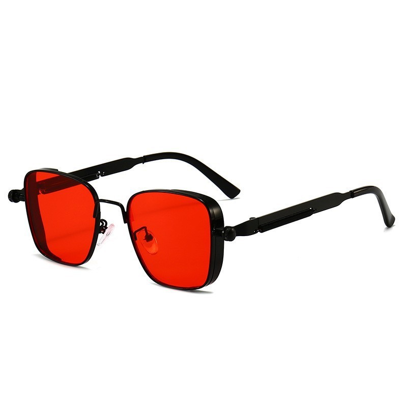 2025 Polarisierte Sonnenbrille für Herren, hochwertig, hübsch, zum Fahren, speziell, Anti-UV, hochwertige Metall-Punk-Modetrends-Sonnenbrille: Rot
