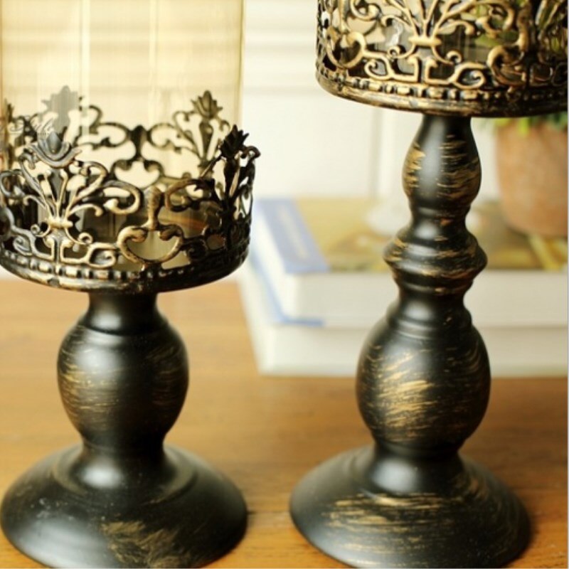 Paint Wrought Iron Candlestick Romantic Candlelight Dinner Iron Table Decoration Lover Wedding Props Home Soft