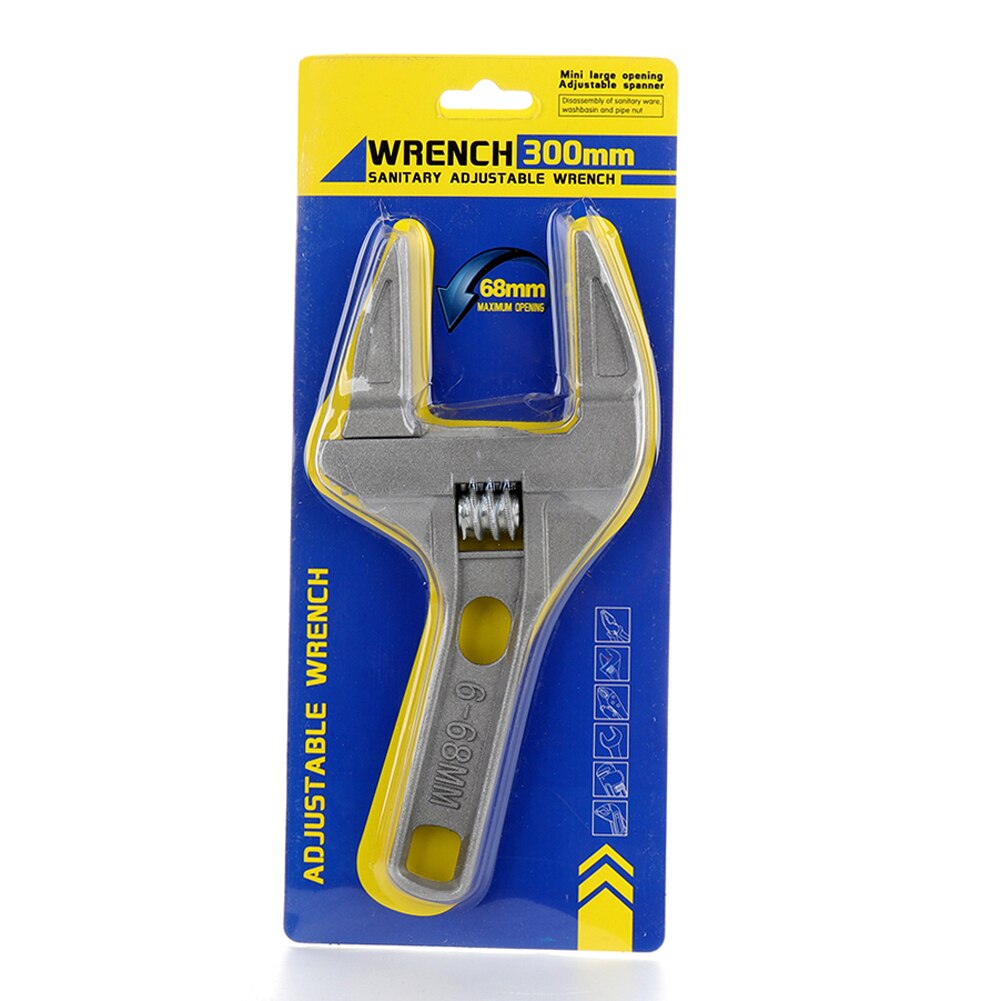 Adjustable 6-68mm Mini Spanner Short Shank Large Openings Spanner Head Depth 55mm Aluminium Alloy Bathroom Multifunction Wrench