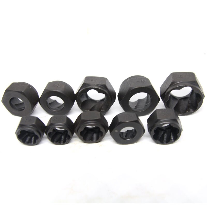 10Pcs Damaged Nut Bolt Remover Stud Extractor Set Metric Broken Bolt Removal Kit