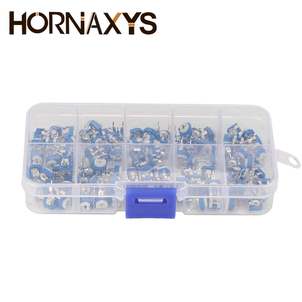 100 Uds RM065 Resistor ajustable potenciómetro Kit 500 - 1M Ohm multivuelta potenciómetro de ajuste Variable resistencias, Kit de bricolaje,