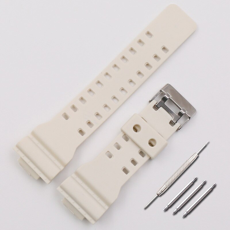 Watch Accessories Rubber Strap Men's Pin Buckle Resin Watch Strap Suitable for Casio G-shock GD120 GA100 GA110 GA400 watch band: Ivory