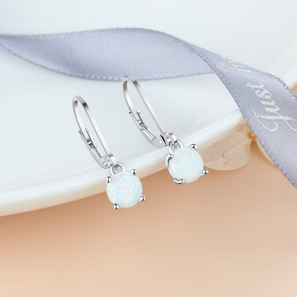 Eenvoudige Stijl 925 Sterling Silver White Opal Hoepel Oorbellen Voor Vrouwen Mode Bruiloft Oorbellen Voor Moeder (Jewelora EA103241)