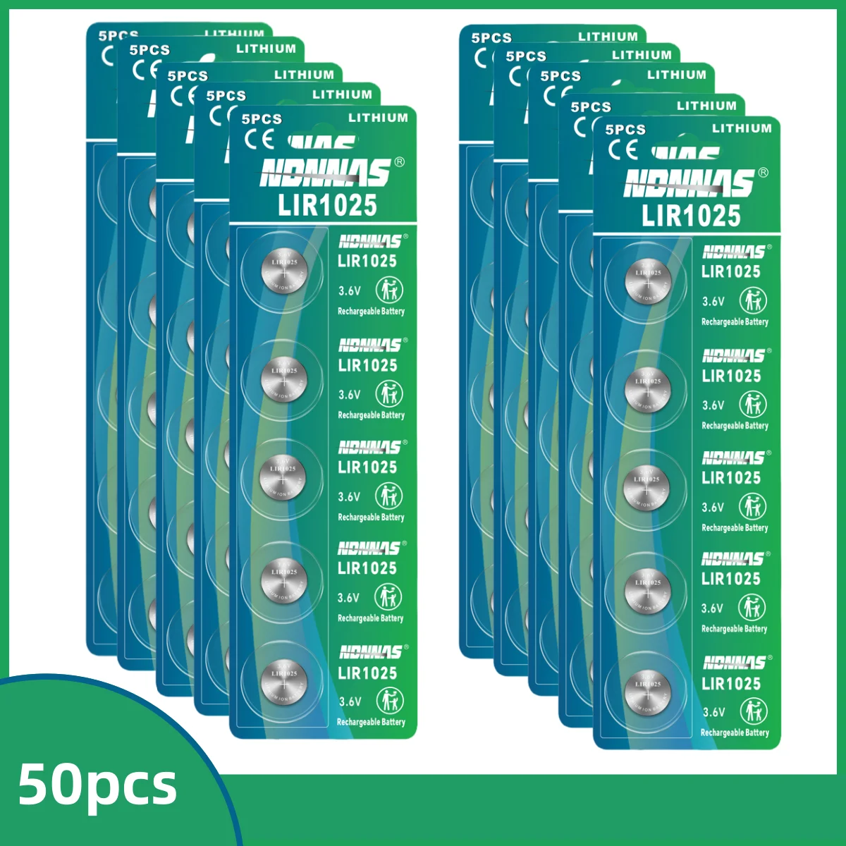 LIR1025 Rechargeable Button Cell 3.6V Rechargeable Battery can Replace 3V CR1025 Lithium Battery: Blue