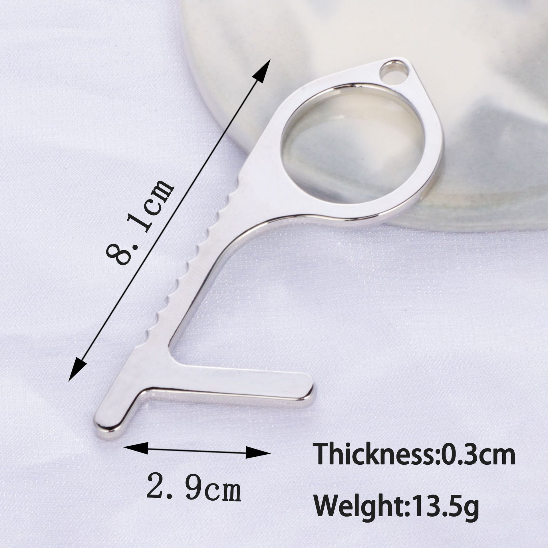 Anti-Contact Keychain Hygiene Hand Epidemic Prevention Anti-Touch Keychain Isolation Keychain EDC Door Opener: Ysk04 Silver Zinc Alloy
