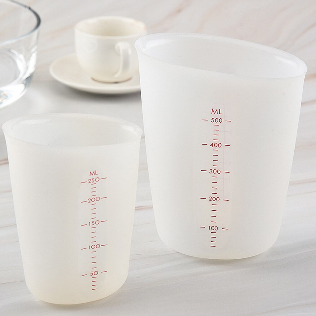 Draagbare Dubbele-Schaal Maatbeker Melk Koffie Maatbeker Lab Keuken Siliconen Meten Container 250Ml/500ml