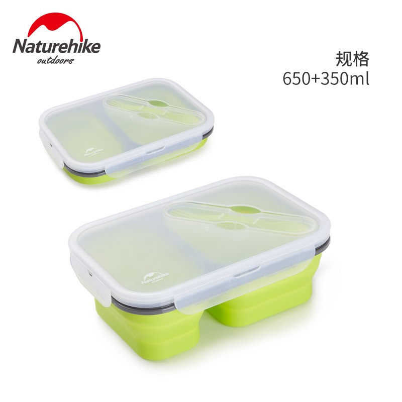 Naturehike Silicone Folding Bento Box Collapsible Portable Lunch Box for Food Dinnerware Food Container Food Bowl: M Two grids