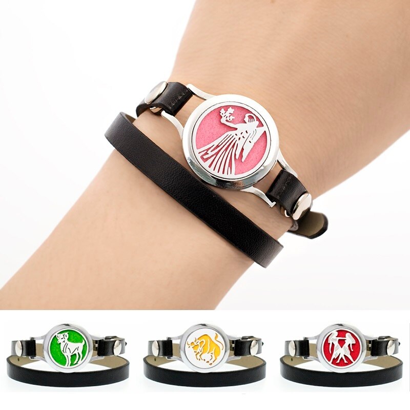 Star Signs 25mm Essential Oil Perfume Locket PU Le... – Vicedeal