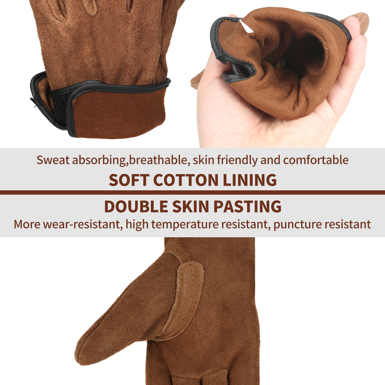 Läderhandskar för arbete, deri eldiven erkek, brandsäkra, 용접장갑, punkteringssäkra, gants anti-coupure, herrhandskar, arbetshandskar