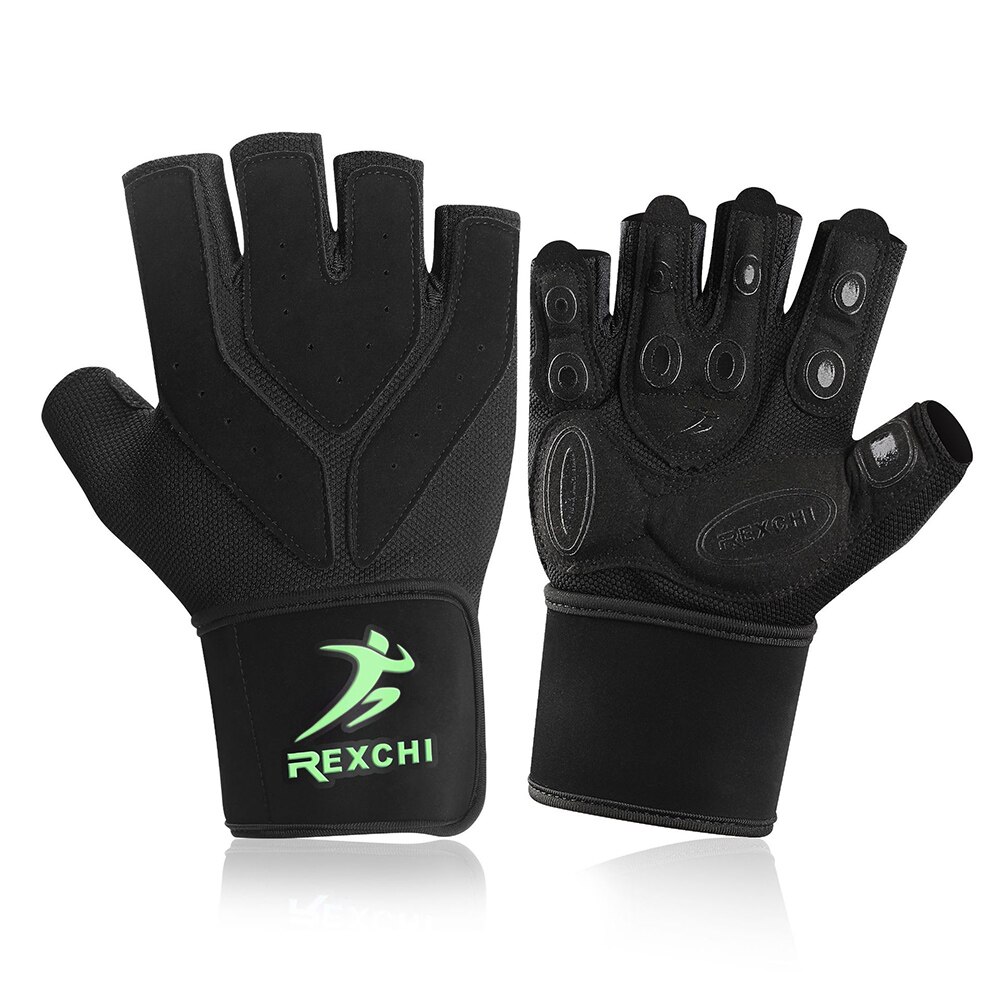 Gym Fitness Gloves Weight Lifting Unisex Crossfit Workout Bodybuilding dumbbell Half Finger Hand Protector exercise gloves: black / S