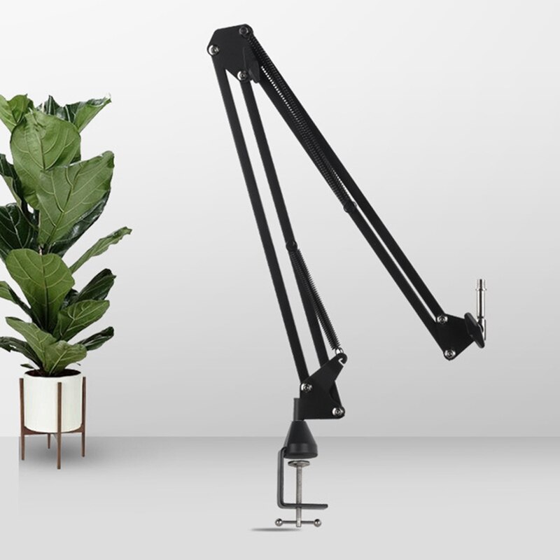 Microphone Holder Adjustable Metal Suspension Arm Scissor Arm Holder with Microphone Holder Mounting Clip