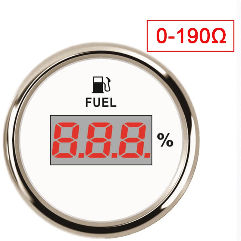 52mm Auto Digital Fuel Level Gauge LCD Waterproof Marine Car 240~33 ohm /0~190 ohm Oil Meter boat motorcycle fuel indicator: WS-0-190 ohm