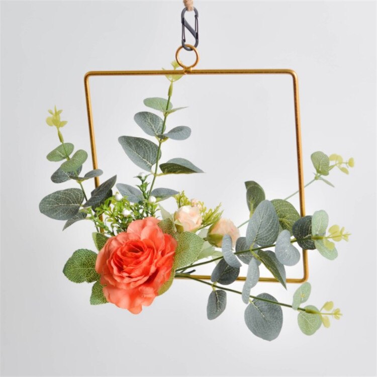 Guld jern metal ring krans krans blomsterkrans bryllup dekoration brud blomster bøjle indretning bondehus dør vægdekoration: B5