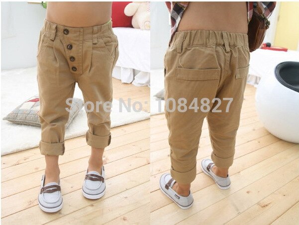 Retro Toddler Kid Boy Khaki Casual Pants Straight Trousers 2-7Y Baby Clothes