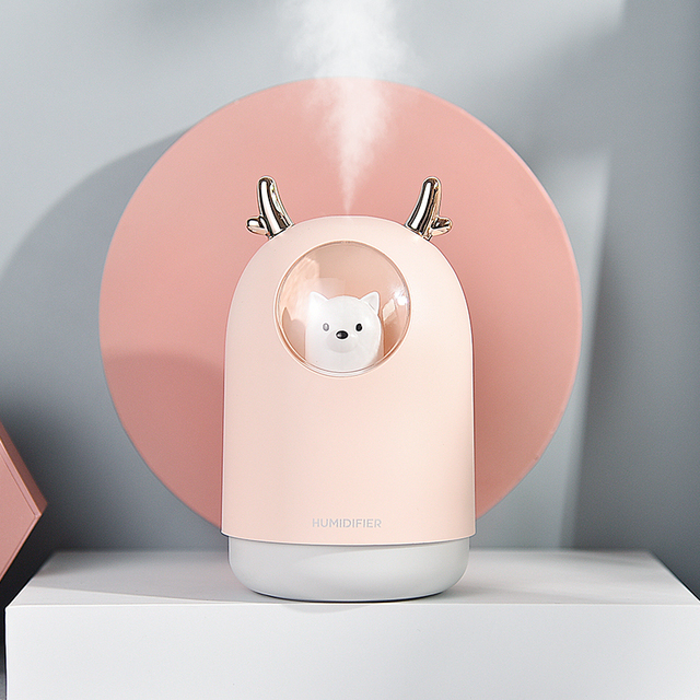 Electric Humidifier Aroma Air Diffuser Ultrasonic Air Humidifier Diffuser Cool Mist Maker For Home Essential Oil USB 300ml: Pink