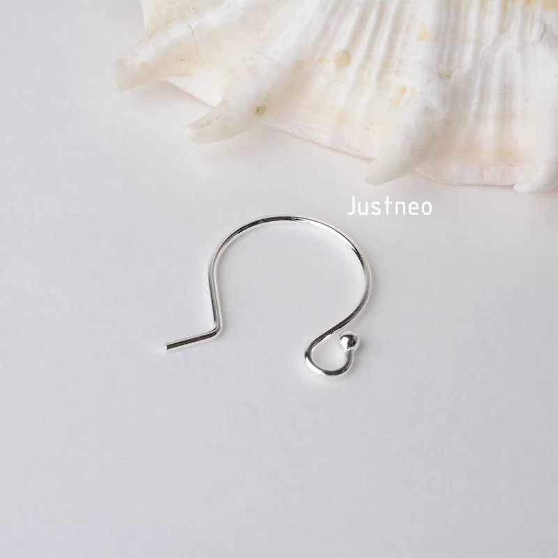 Gancho para la oreja de Plata de Ley 925 sólida, ganchos de alambre para pendientes con bola, accesorios para pendientes, componentes