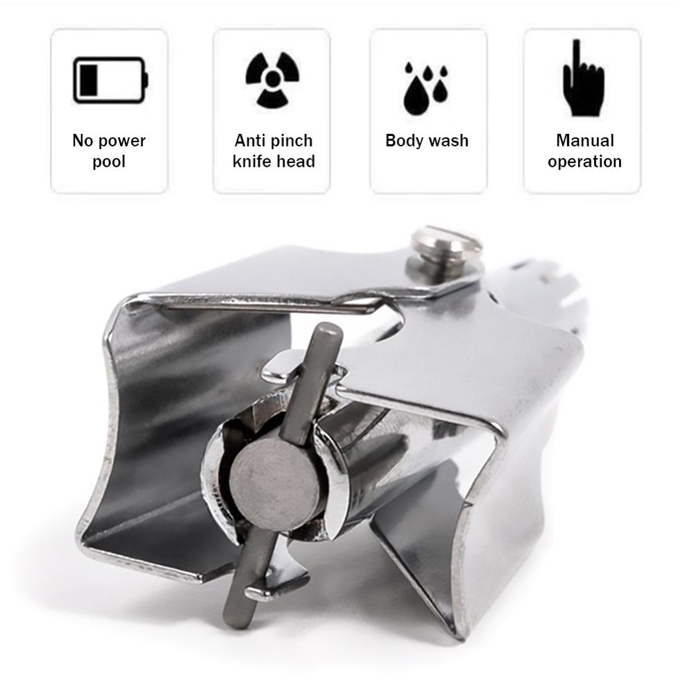 Tondeuse à cheveux manuelle en acier inoxydable pour raser les cheveux des oreilles du nez