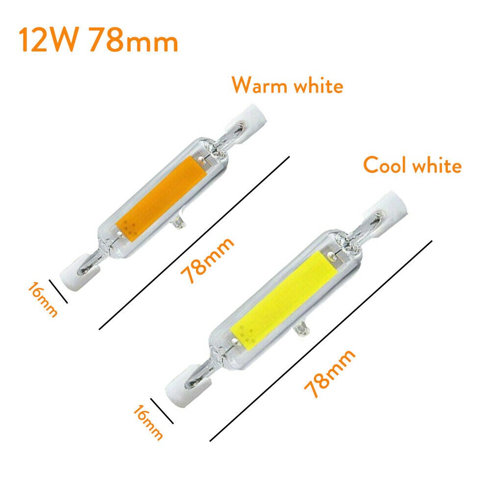 Dimmbare R7s LED 78mm 118mm 7W 12W 15W 25W COB Leuchtmittel Keramik Glas Rohr licht Ampulle Ersatz Halogen Bombillas Scheinwerfer: 78mm 12W / Warmes Weiß / 110V