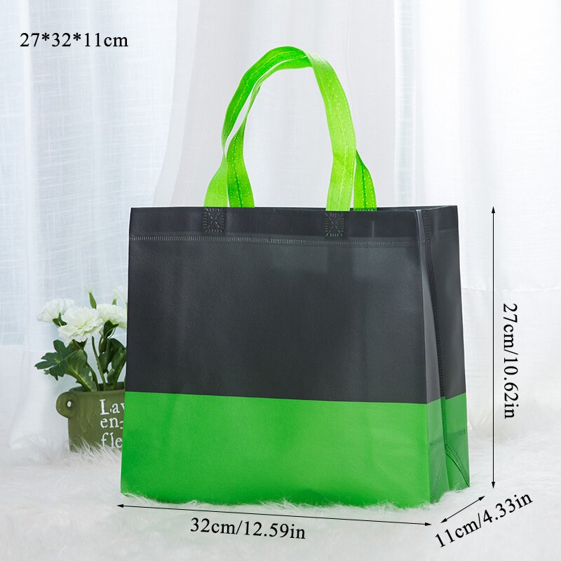 Shopping Bag Foldable Eco Bag Large Reusable Shopping Bag Tote Waterproof Fabric Non-woven Bag No Zipper: green S