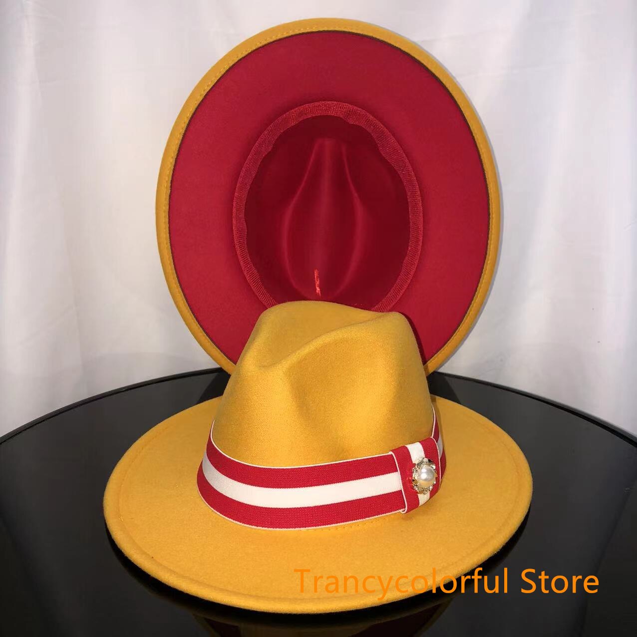 Sombrero de Fedora para hombre y mujer, sombrero de jazz con cinta elástica, accesorios blancos, sombrero de copa para iglesia, sombrero de invierno,: 17