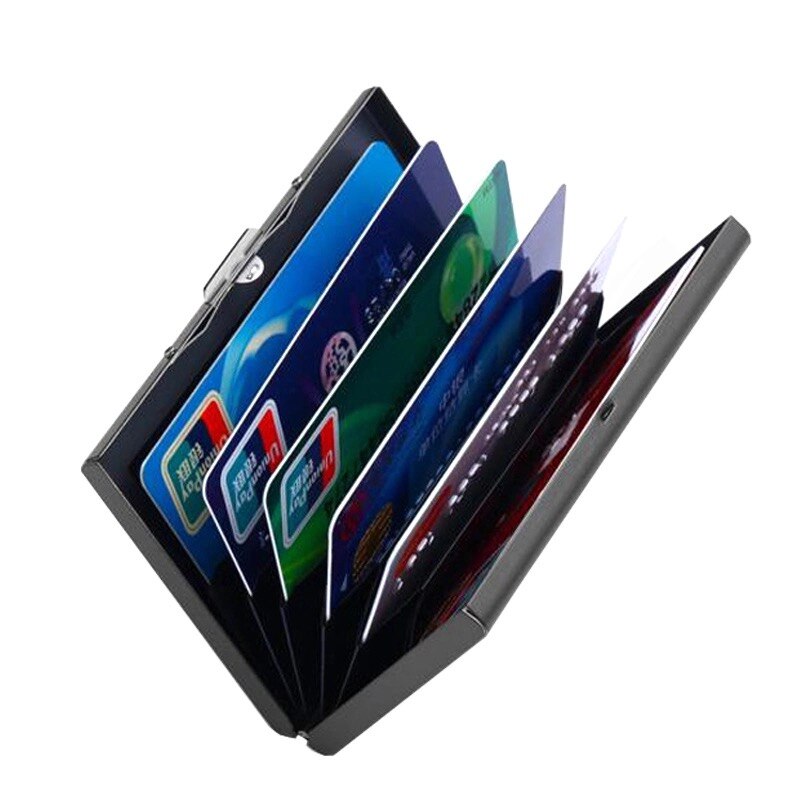 Solid Men Stainless Steel Credit Card Holder Id Business Card Case Wallet For Women 6 Colours