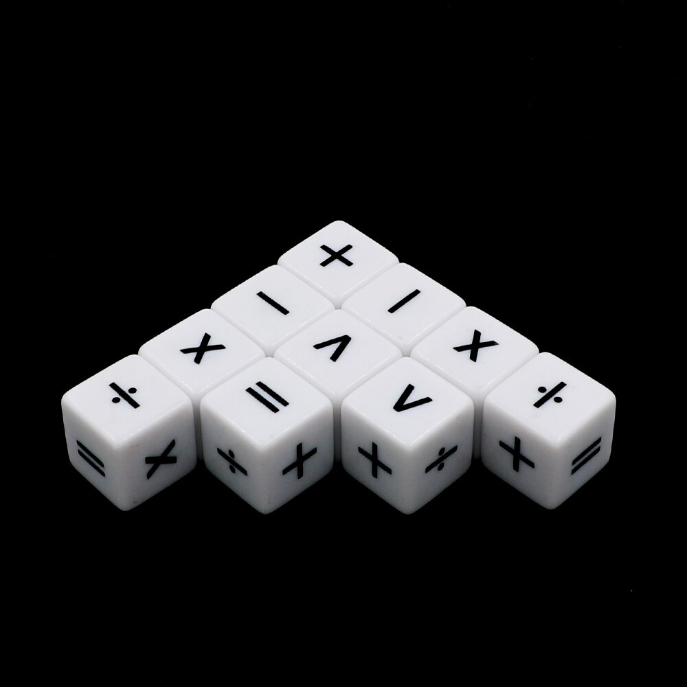 Herramienta de enseñanza auxiliar, símbolo de dados de fracción acrílica, agregar restar, multiplicar, dividir, aritmética, cubo matemático, 10 unids/paquete: Symbol