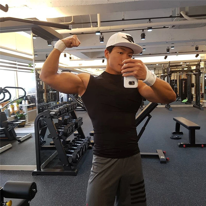 Ropa ajustada de compresión para gimnasio, camisetas sin mangas para entrenamiento y culturismo, chalecos deportivos para Fitness para hombre, camiseta fresca de secado rápido para verano