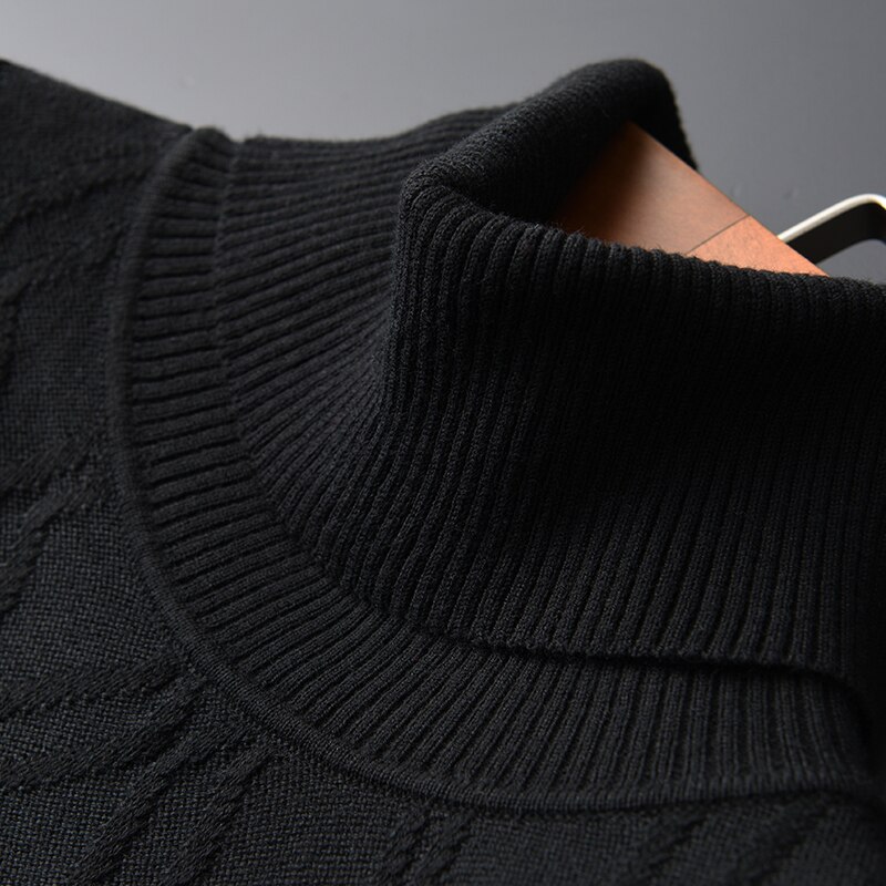 Suéter de cuello alto de invierno Para Hombre, Slim Fit negro con personalidad de diamante, de entramado, Chompas Para Hombre, jerséis Para Hombre