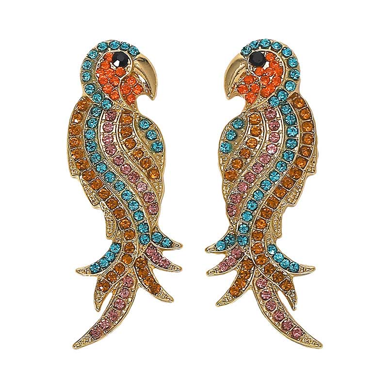 Dvacaman Schichten Kristall Vogel Ohrringe Papagei Strass Boho groß Baumeln ErkläSprosse Ohrringe für Frauen Hochzeit max Schmuck: 20