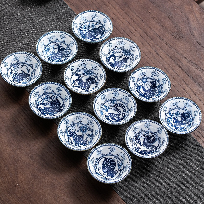 70ml håndmalede kung fu tekop te-sæt keramiske master kop cha zhan enkelt kop klassiske blå og hvide stjernetegn tekopper