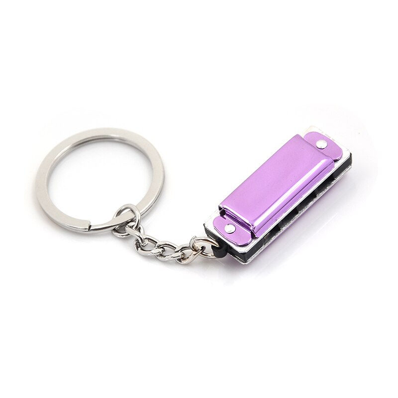 3.6 * 1.2 * 0.8cm 1 * Keychain Harmonic Harmonica Mini 4 Holes 8 Tone Harmonica Keychain Key: pruple