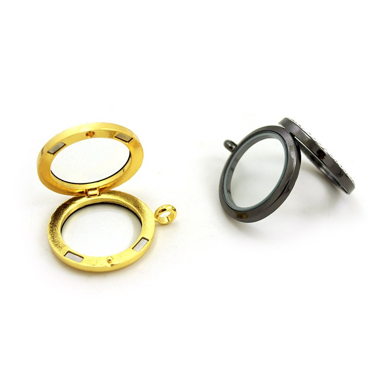 10 stks/partij 30mm Diylocket Ronde Legering Magnetische Glas Medaillons Sieraden Voor Drijvende Charmes Ketens Gratis Meegeleverd LSFL53-54