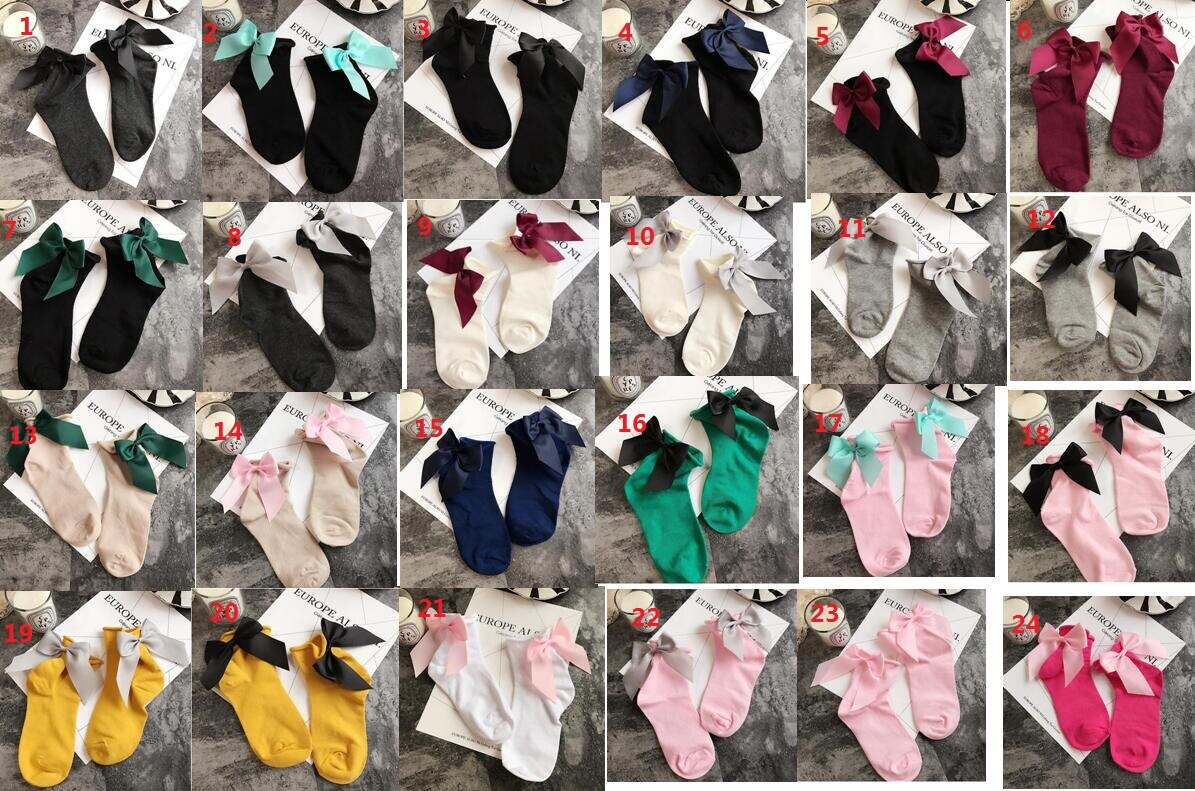 De calcetines de lazo Streetwear mujeres corta de calcetines de Color caramelo Pantalón corto con contraste de Color Sockings señoras Bowknot Sox 1 pares/2 uds: mix colors