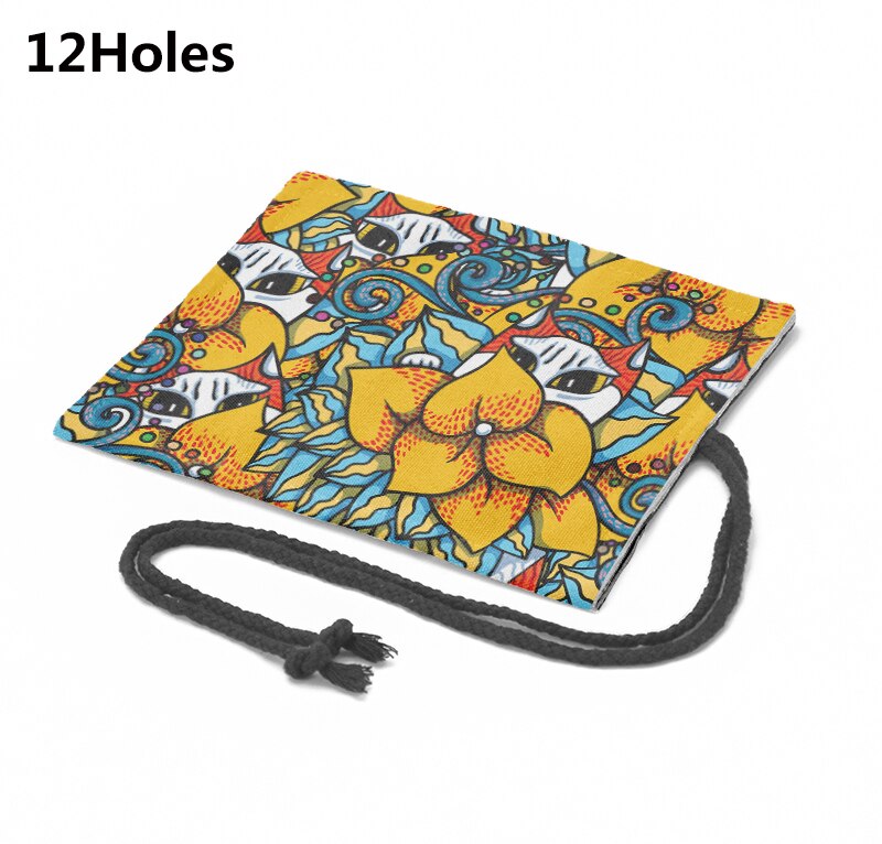 Estuche de lona con 12/24/36/48/72 agujeros, bolsa de almacenamiento de papelería escolar, estampado a la , para lápices, rollo de bolígrafo, cortina Unisex: 12K-3