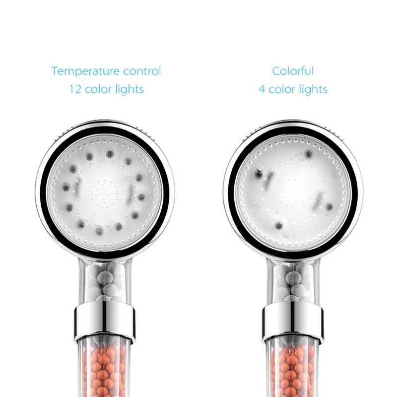 Lumière LED pomme de douche contrôle de température buse de douche couleur luminothérapie Anion bain pomme de douche LED veilleuses buses de bain