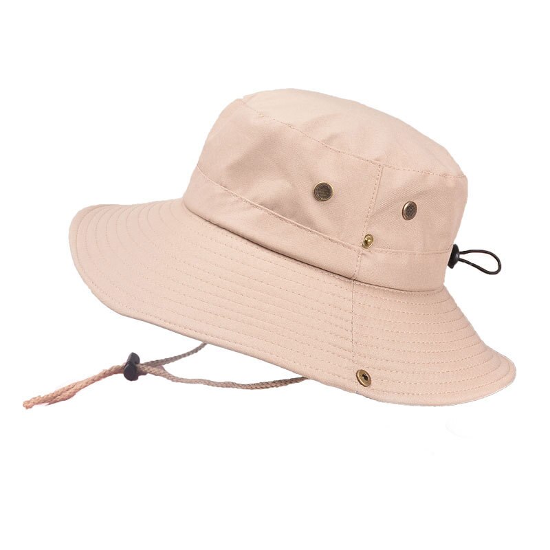 Outdoor Zonnehoed Mannen Bergbeklimmen Grote Rand Ademend Hoed Mannen Zon Bescherming Uv Visser Hoed Cap: Cream