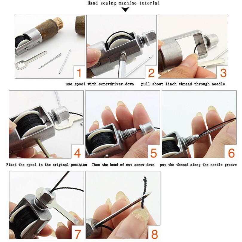 Leather craft Sewing DIY Handmade Leather hand-stitching Tool Sewing Kit Lock Stitch Awl +2 Needles+Wrench
