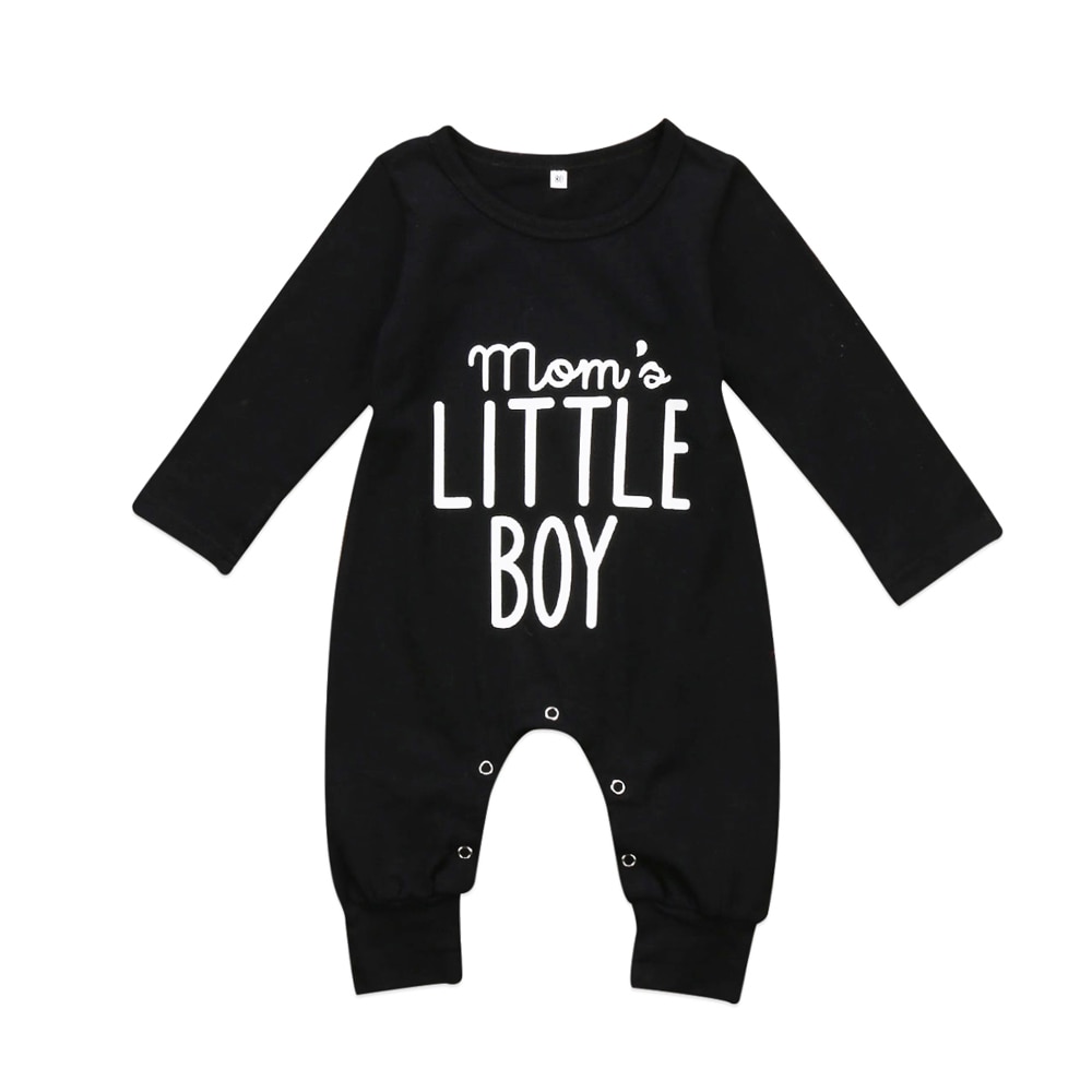 Newborn Toddler Infant Baby Boys Romper Long Sleeve Jumpsuit Playsuit Little Boy Outfits Black Clothes